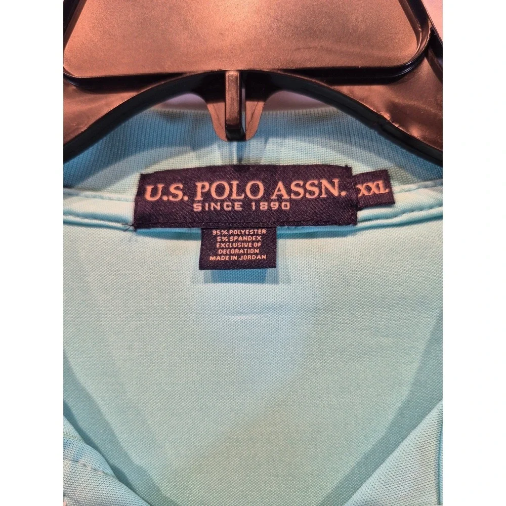 US Polo Assn Mens Polo Shirt Aqua‎ Blue Short Sleeve XXLarge Embroidered Logo